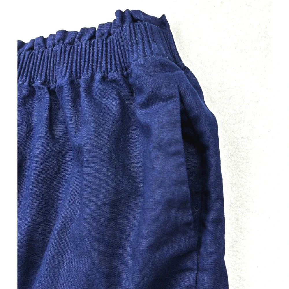 J.Crew Navy‎ Blue Scalloped Hem Linen Blend Mini Skirt H5397 Size 4